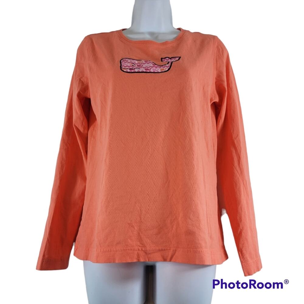 Vineyard Vines Orange Long Sleeve Whale Print Tee Size Small